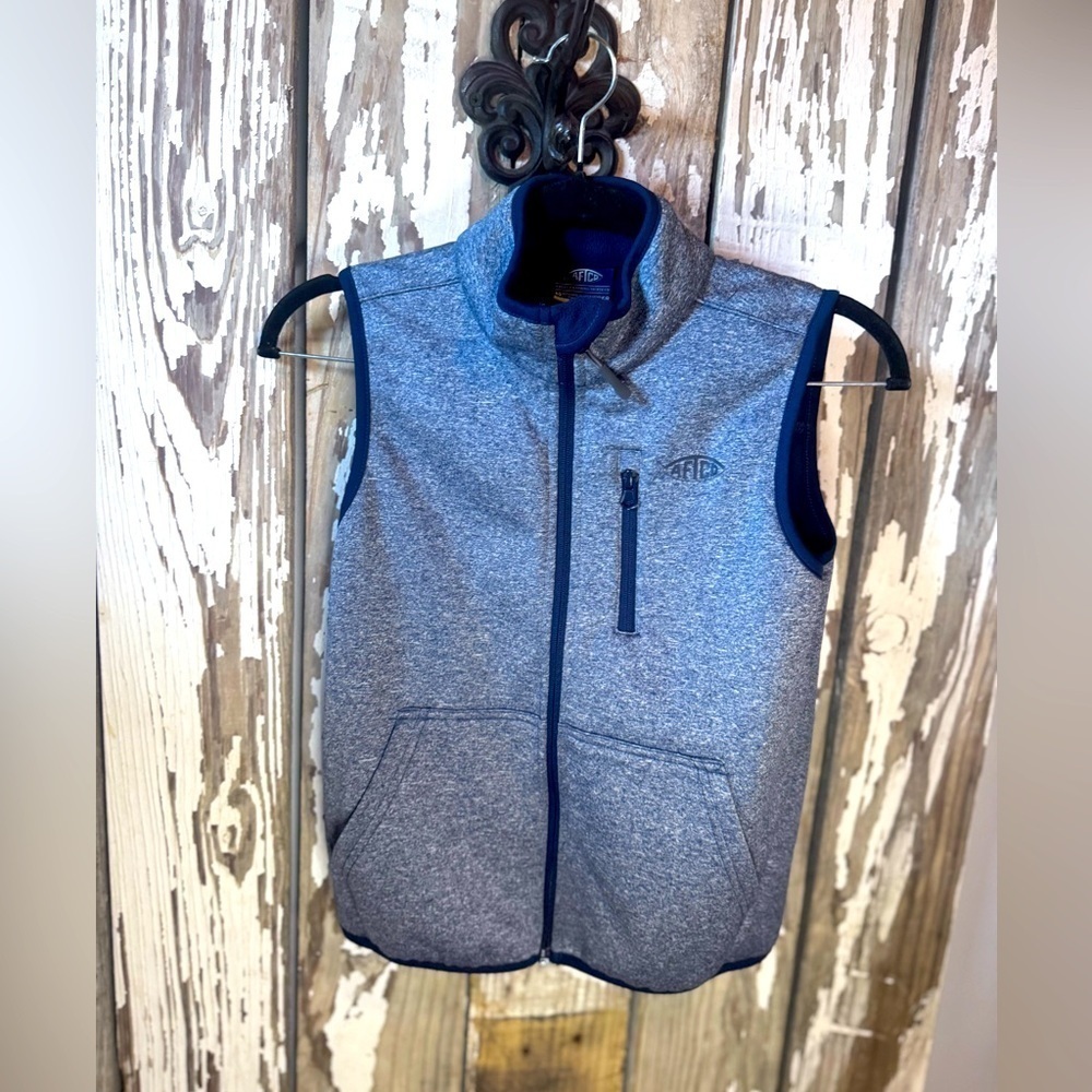 Aftco Boys Heathered Navy Zip-Up Vest Size Small